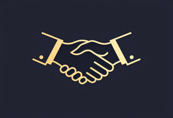 Elegant Gold Handshake Symbol on Dark Background