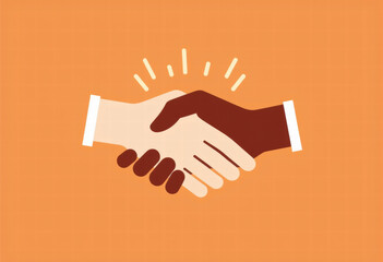 Orange Sunburst Handshake Success Icon