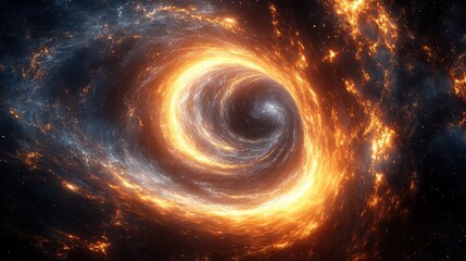 Fiery cosmic swirl, nebula background, space art