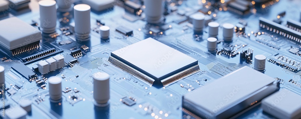 Poster Close-up of a cpu being installed on a motherboard, representing the concept of computer science and electronics