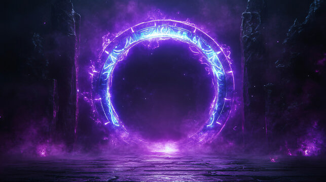 a dark tunnel with a glowing circle in the middle