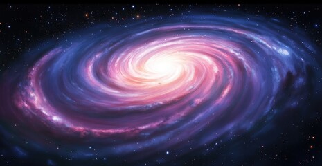 Fototapeta premium A vibrant galaxy swirling with pink and purple hues, set against a starry cosmic backdrop