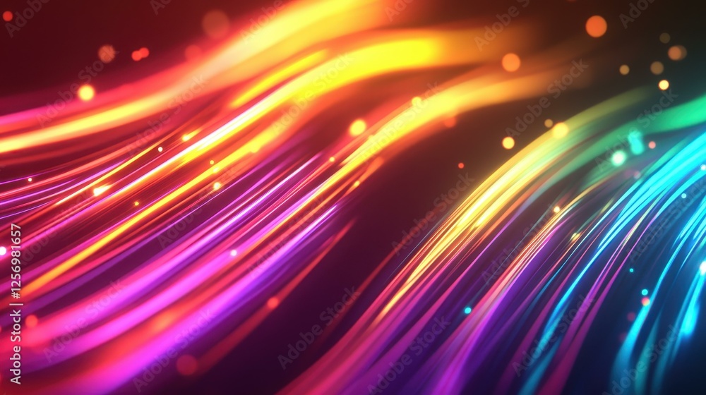 Poster abstract colorful flowing light strings background image