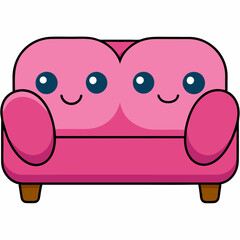 Modern Sofa Font 3D View Vector Illustration