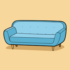 Modern Sofa Font 3D View Vector Illustration