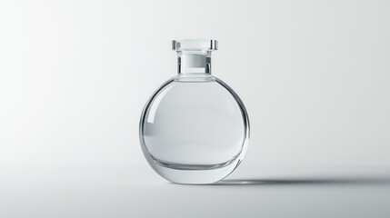 Clear glass perfume bottle on white background, product mockup