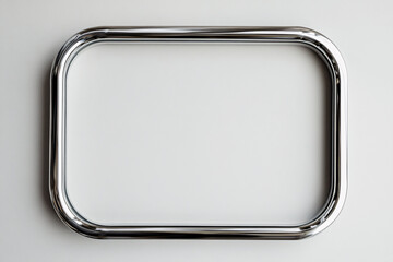 closeup of a modern chrome frame on a white background