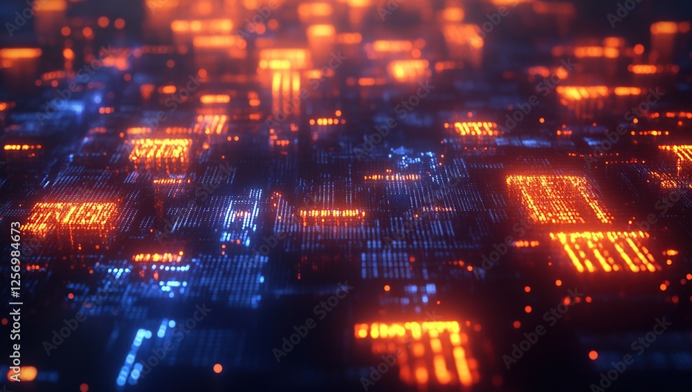 Poster digital data streams flowing dynamically across network infrastructure, illuminated in vibrant hues 