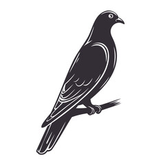 Minimalist Dove Bird Silhouette Flat Vector Design on Transparent Background