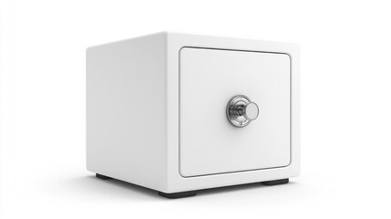 White Cubic Safe on White Background