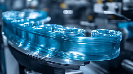 Metal products being bent on a bending machine, symbolizing precision and industrial transformation. A factory setting with a blurred modern background representing innovation and progress in manufact