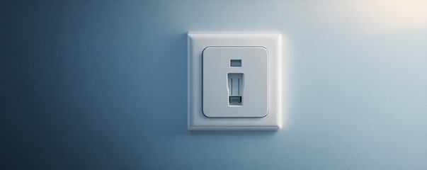 Internet wall socket in white is mounted on a blue wall, offering a dependable and convenient connection to the internet