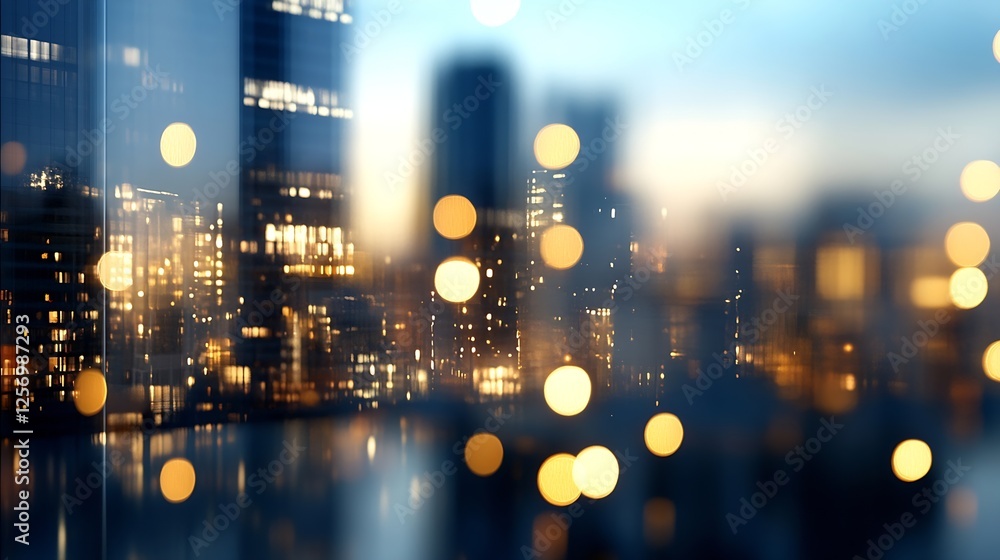 Poster abstract city lights blurred with a bokeh effect capturing the essence of urban nightlife and vibran