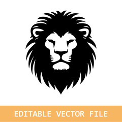 A angry Lion head Vector silhouette illustration of with a minimalist logo design