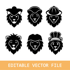 Lion Logo Set. Premium Design Collection. Vector Illustration