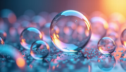 Vibrant Soap Bubbles Dancing in Colorful Light