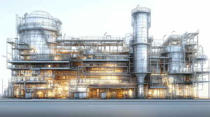 Modern industrial refinery plant at dawn