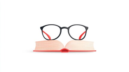 Glasses resting on an open book symbolizing knowledge and learning in a minimalist setting