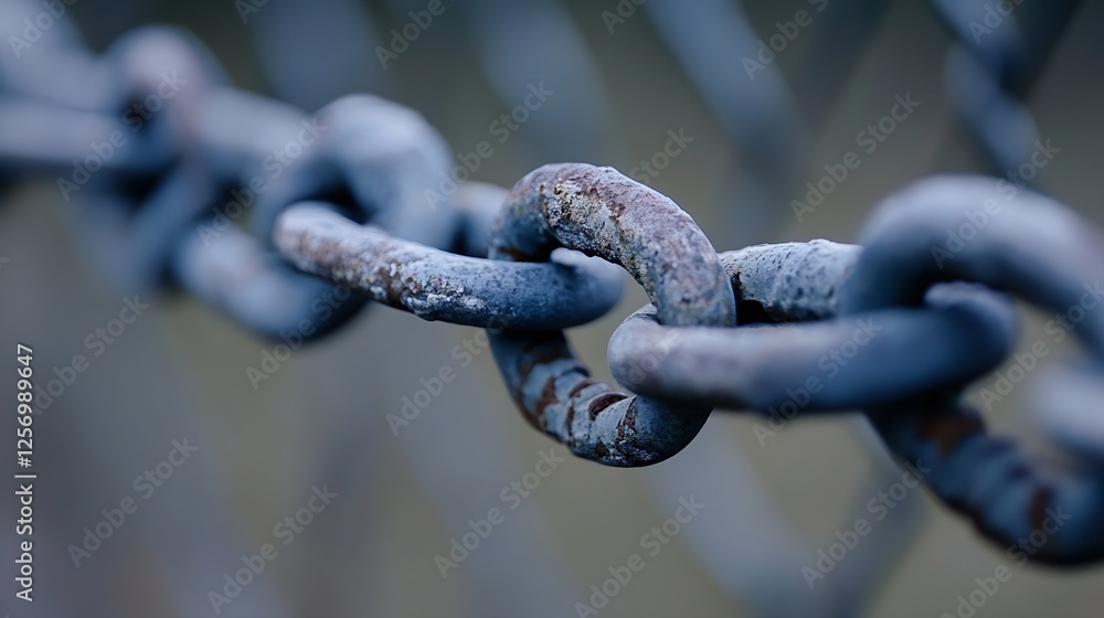 Aufkleber closeup of rusty metal chain links symbolizing strength and durability : generative ai