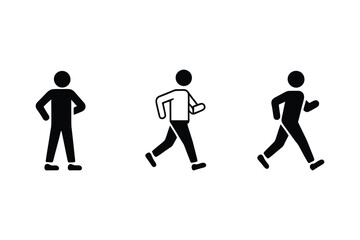 Obraz premium Silhouette Person Icons – Walk, Run, Stand Vector Collection