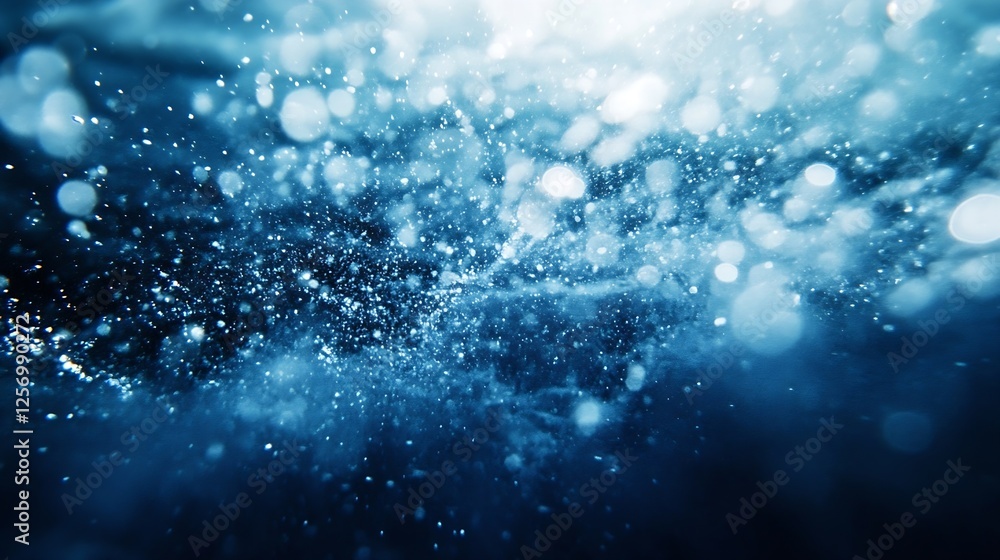 Poster abstract water surface with floating bubbles and sparkling light effects : generative ai