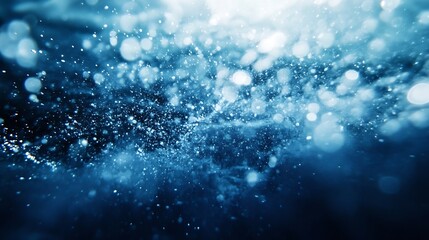 Abstract Water Surface with Floating Bubbles and Sparkling Light Effects : Generative AI