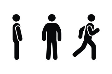 Fitness  Motion Icons – Human Standing, Walking, and Running