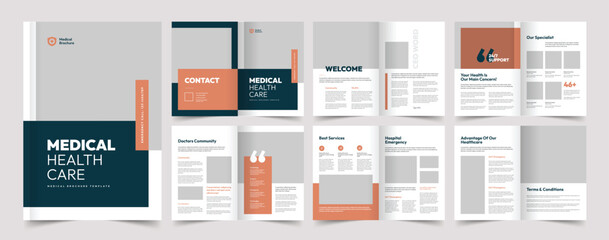 Medical Brochure Template, Hospital Brochure Layout, A4 Template, 12 Page