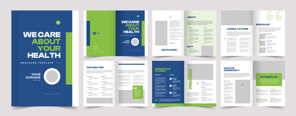 Medical health care brochure, Medical Clinic Brochure Layout, Vector Template