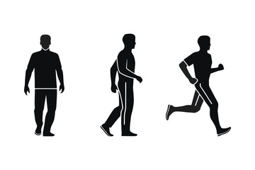 Fitness  Motion Icons – Human Standing, Walking, and Running
