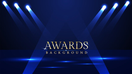 Elegant awards ceremony background with blue spotlights. Perfect for event invitations, award presentations, gala nights, corporate ceremonies, achievement celebrations, online event promotions.