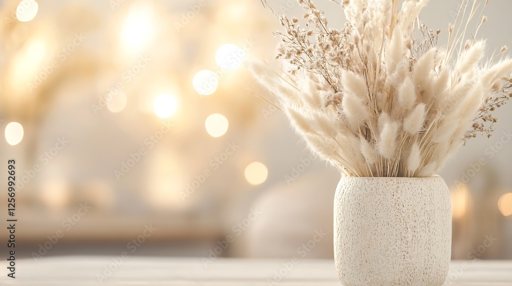 Aufkleber charming arrangement of dried flowers in a minimalist vase with soft background bokeh effect : gener