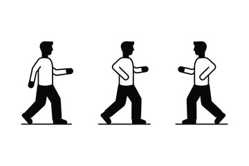 People Action Icon Set – Walk, Stand, and Run Pictograms