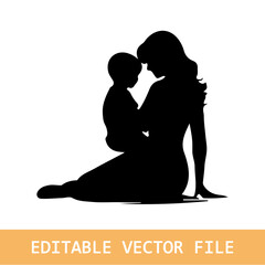 mother holding baby silhouettes - vector