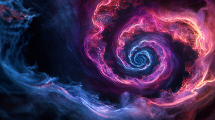 a colorful swirl in the center of a black background