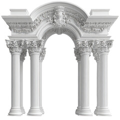 Classic column arch isolated on transparent background