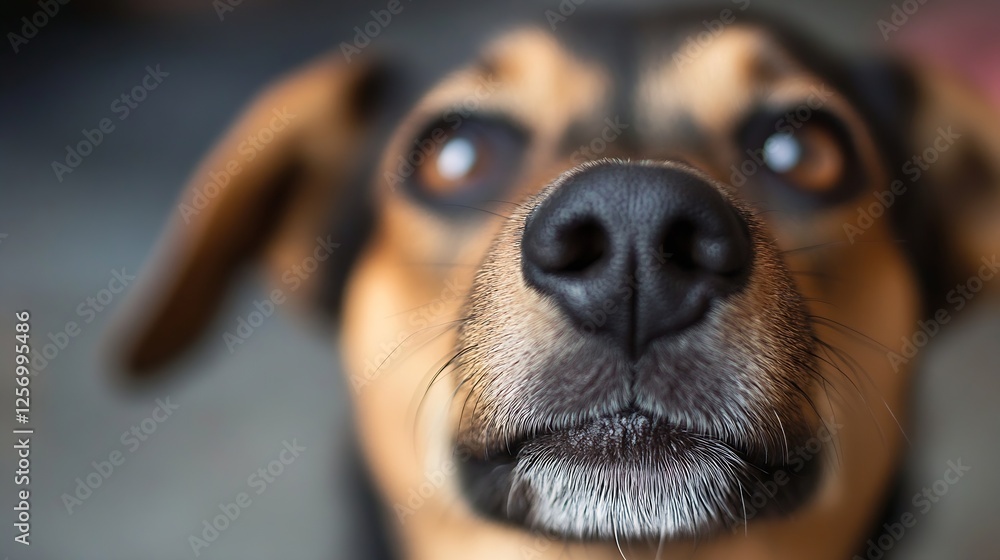 Poster Charming closeup of a playful mixed breed dog showcasing its adorable features and inquisitive expression : Generative AI