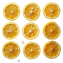Collection set of lemon slices isolated on transparent background
