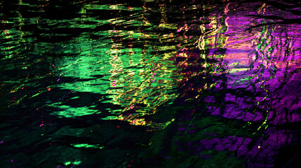 a colorful light reflecting on the water