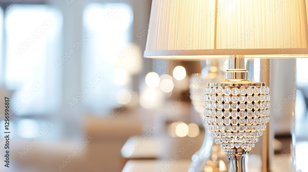Poster elegant table lamp adorned with crystal detailing illuminating a sophisticated living space : genera