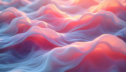 Obraz premium Abstract waves of soft fabric with gentle pink and white gradient lighting