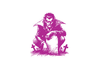 Vampire hand drawn sketch vector