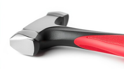 Obraz premium Close-up of hammer head and handle, isolated on white background, for tool catalog or manual use