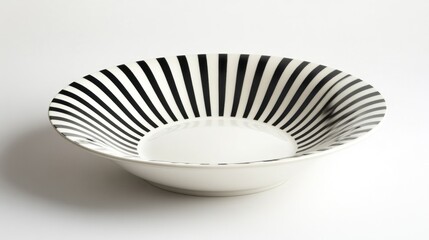 White bowl with black stripes. Simple, decorative dishware. Possible use tableware, food photography