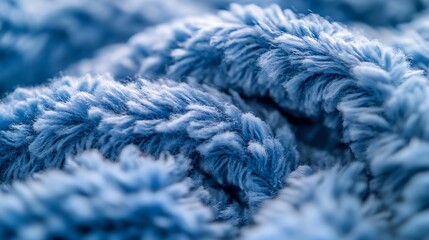 Closeup of soft fluffy blue fabric texture with beautiful patterns : Generative AI