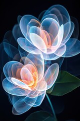 Obraz premium Abstract roses with digital glow on a deep velvet background