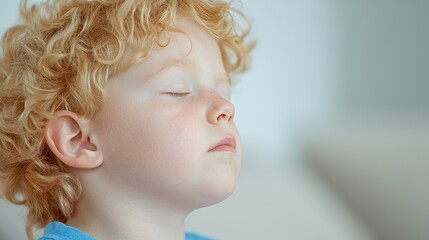 Toddler boy peacefully sleeping indoors