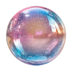 Colorful soap bubble isolated on transparent background