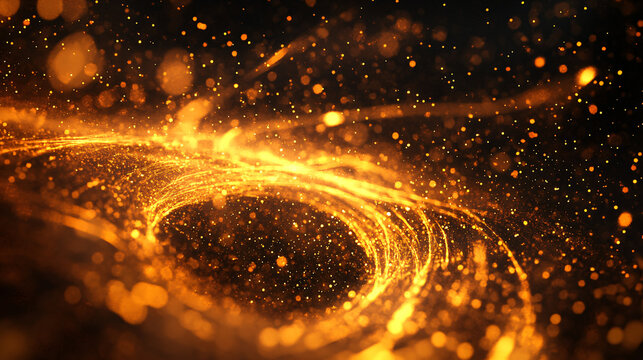 a black background with a yellow light