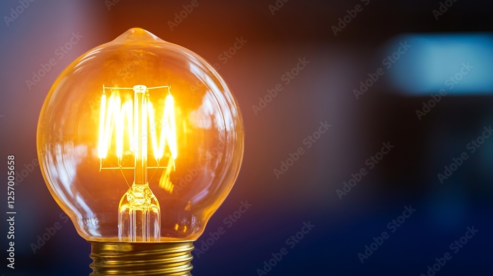Poster glowing vintage light bulb with exposed filament showcasing unique design and warm light : generativ